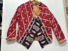 Vintage Kantha Embroidered Jacket Reversible OS Handmade Boho Festival Artisan