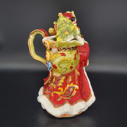 HTF Santa Claus Damask Holiday Pitcher Fitz and Floyd w/ Original Box 11.5"T - Picture 6 of 17