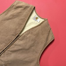 Vintage CARHARTT Vest Washed Duck Sherpa Lined Hunting 6SVL Men s XL Tall