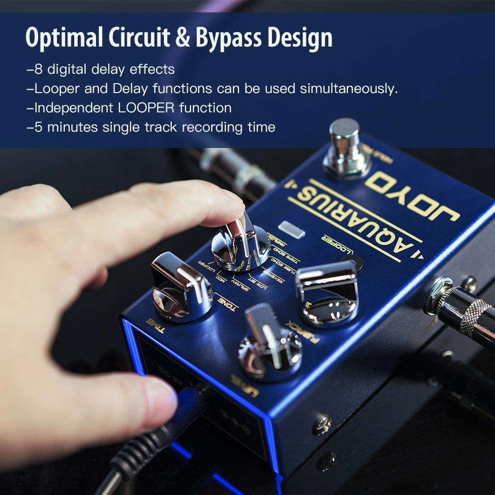 JOYO Digital Delay & Looper Guitar Pedal 8 Delay Effects Multi Mode Tap Tempo