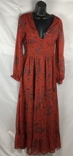 Patrons of Peace Women’s Small Paisley Maxi Dress V-Neck Long Sleeve Bohemian