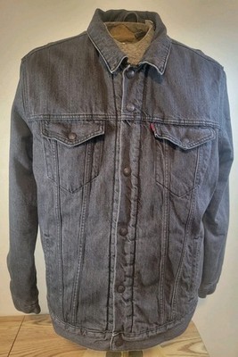 Levi s Denim Men's Trucker Jacket Sheer Lined Gray Charcoal Color Size XL