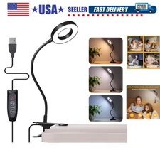 Desk Lamp Clip on Light, 48 LED USB Lamp with 3 Color Modes 0 Brightness Leve...
