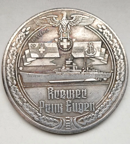 WW2 NAVY SHIP BATTLE CRUISER PRINCE EUGEN German Military Table desk medal