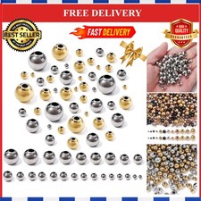 Stainless Steel Spacer Beads Round Jewelry Making 2-10mm Gold Steel