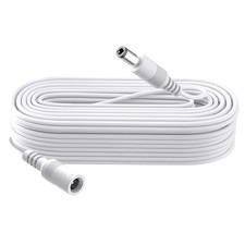 White 33Ft 10m 12V DC 5.5mm x 2.1mm Power Extension Cable For CCTV Camera DVR