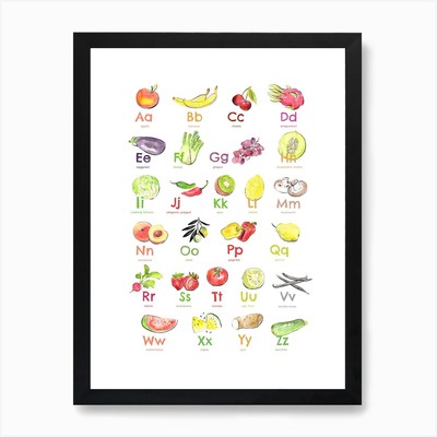 Obst und Gemüse Alphabet Kunst Pr Gerahmtes Wandbild Poster Leinwanddruck Bild