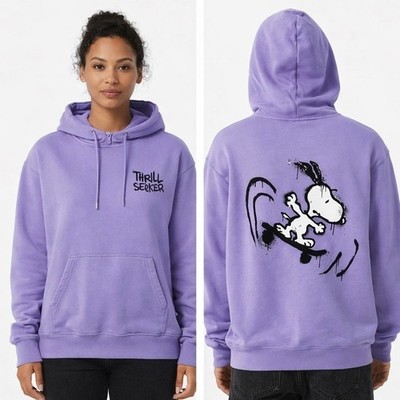 H&M Peanuts Snoopy Thrill Seeker Purple Hoodie Sweatshirt M