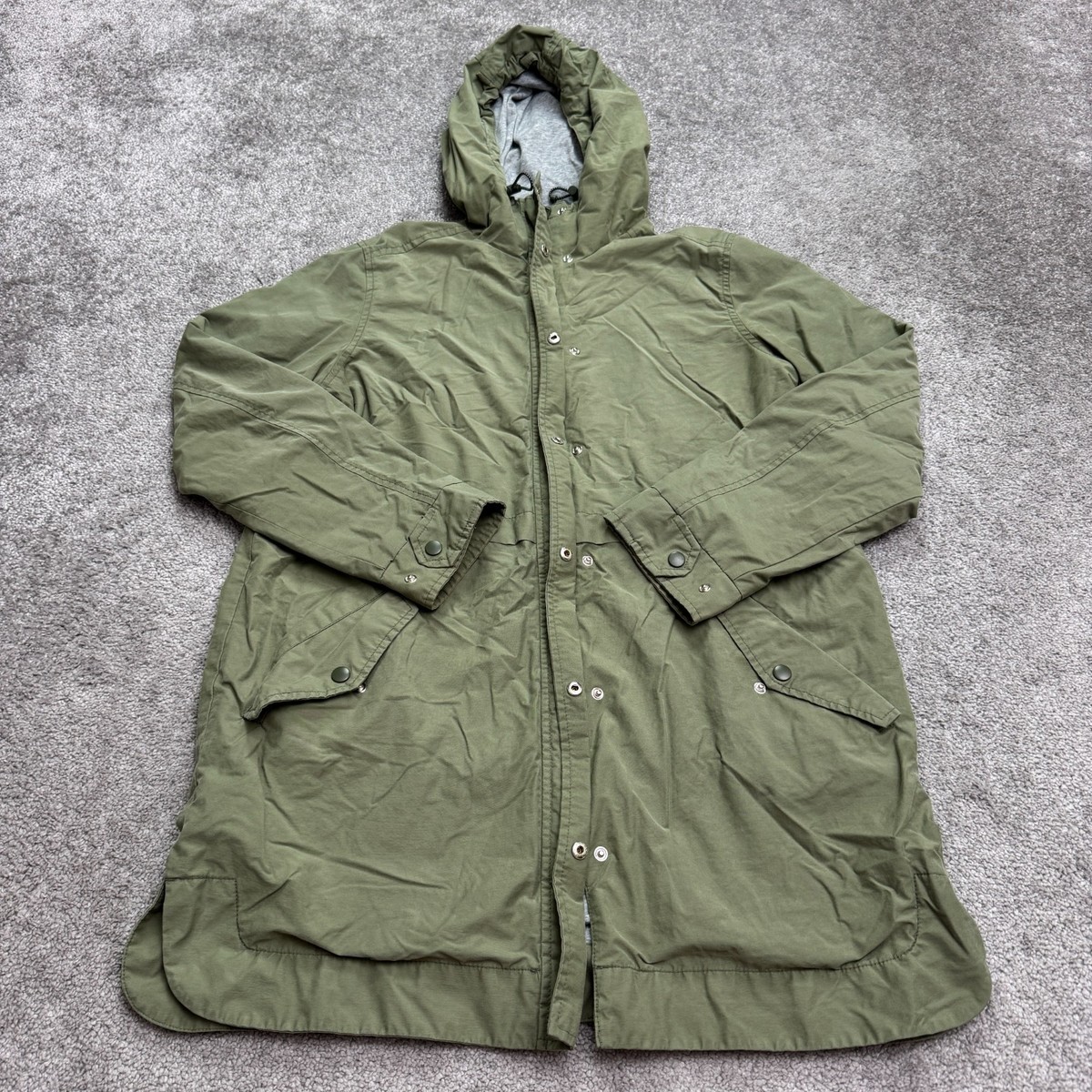 Old Navy Anorak Hoodie Parka Jacket Women Small Olive Green Lined 