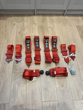 2 x TRS Magnum 6 Point FIA Approved Harness - Red (Motorsport Rally Racing Car )