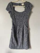 Deletta Anthropologie Pattern Cut Out Gray Blue Dress XS