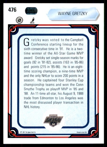 1990-91 Upper Deck Wayne Gretzky #476 - Picture 2 of 2