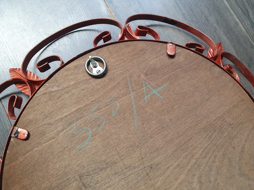 Vintage Convex Fish Eye Mirror Large Round Leaf Design - Antique Copper Effect - Image 3 of 4