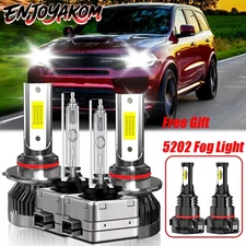LED Headlight Hi+Lo Beam Fog Light Bulbs Combo HID For Dodge Durango 2011-2013