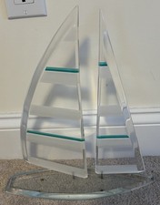 Velero WINTRADE Lucite vintage años 80 azul blanco 14"
