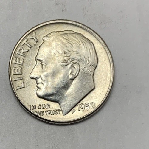 1958 D ROOSEVELT DIME DIE STRIKE ERROR AU FREE SHIPPING