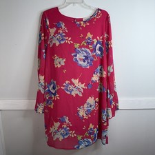 Everly Women Dress Knee Length Pink Floral Lined Polyester M