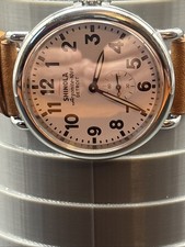 Shinola The Runwell Cream Dial Leather Strap Quartz Men's Watch 47mm