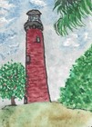 ACEO Original Art, Ocean, Florida, Jupiter, Lighthouse Shellysralifeart — photo 1