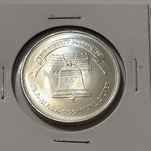 Vintage 1 oz .999 Fine Silver ~ 1987 A-Mark Liberty Bell / Eagle Uncirculated