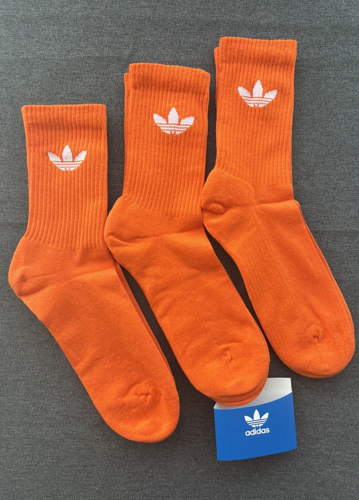 Adidas Originales Acolchado Algodón Crew Calcetines Grandes 7-11 Reino Unido Hombres Mujer Naranja Regalo