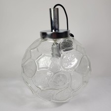 Vintage Hängelampe Glas Kugel Strukturglas Chrom 70er Deckenlampe