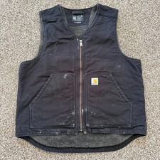Carhartt Relaxed Fit Sherpa Lined Duck Canvas Vest Men Medium Black Work 104394