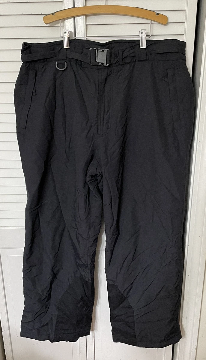 LANDS END Men Ski Snow Pants Sz 40 Black Reinforced ankles Gaiters