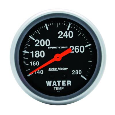 AutoMeter 3431 GAUGE, WATER TEMP, 2 5/8'' , 140-280 Degrees F, MECHANICAL, SPORT