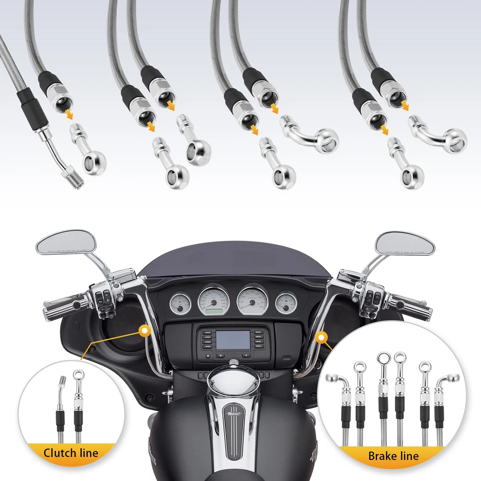 Líneas de embrague y freno de manillar de 16"-18" para Harley 14-16 Electra Street Glide ABS Foto 4 de 4