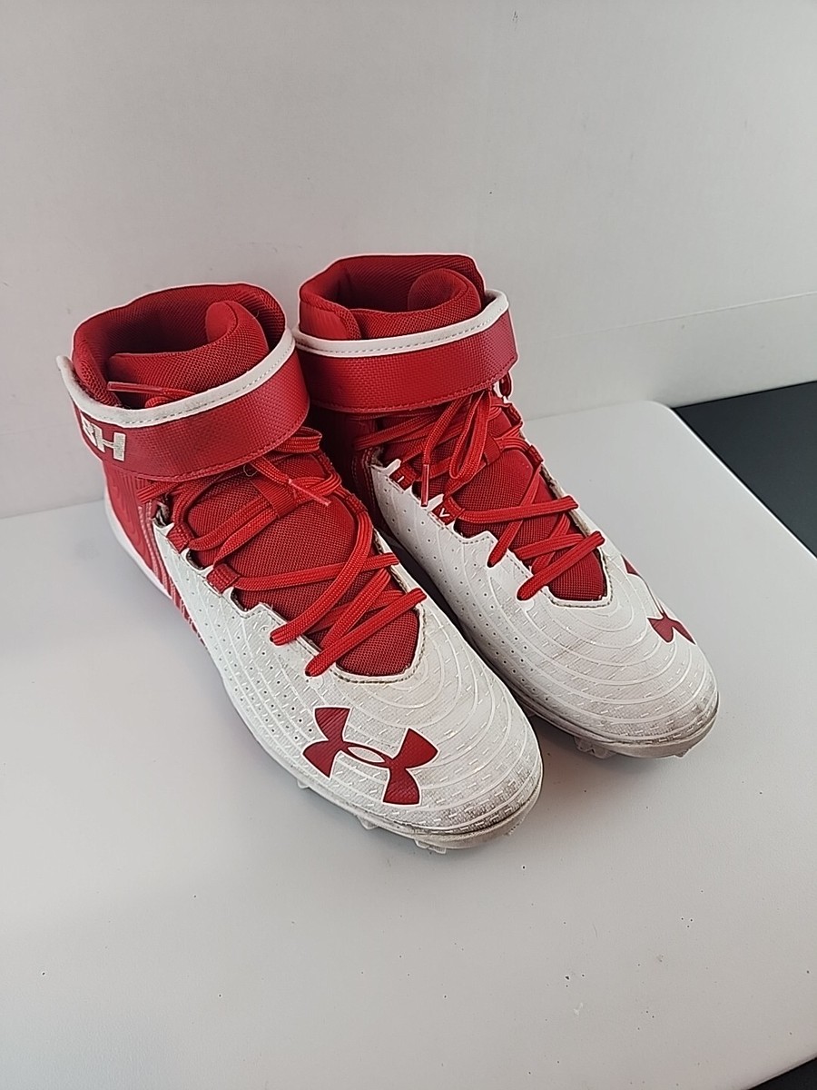 Under Armour Soccer Football Shoes High Top Size Red/White Art