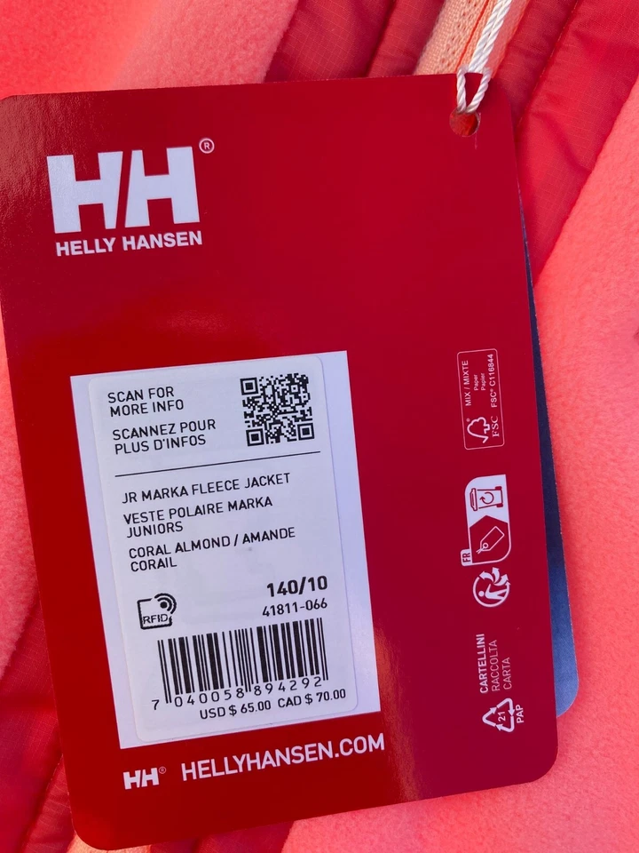 Chaqueta polar coralina Helly Hansen para niñas $65, talla: 10 Foto 3 de 4