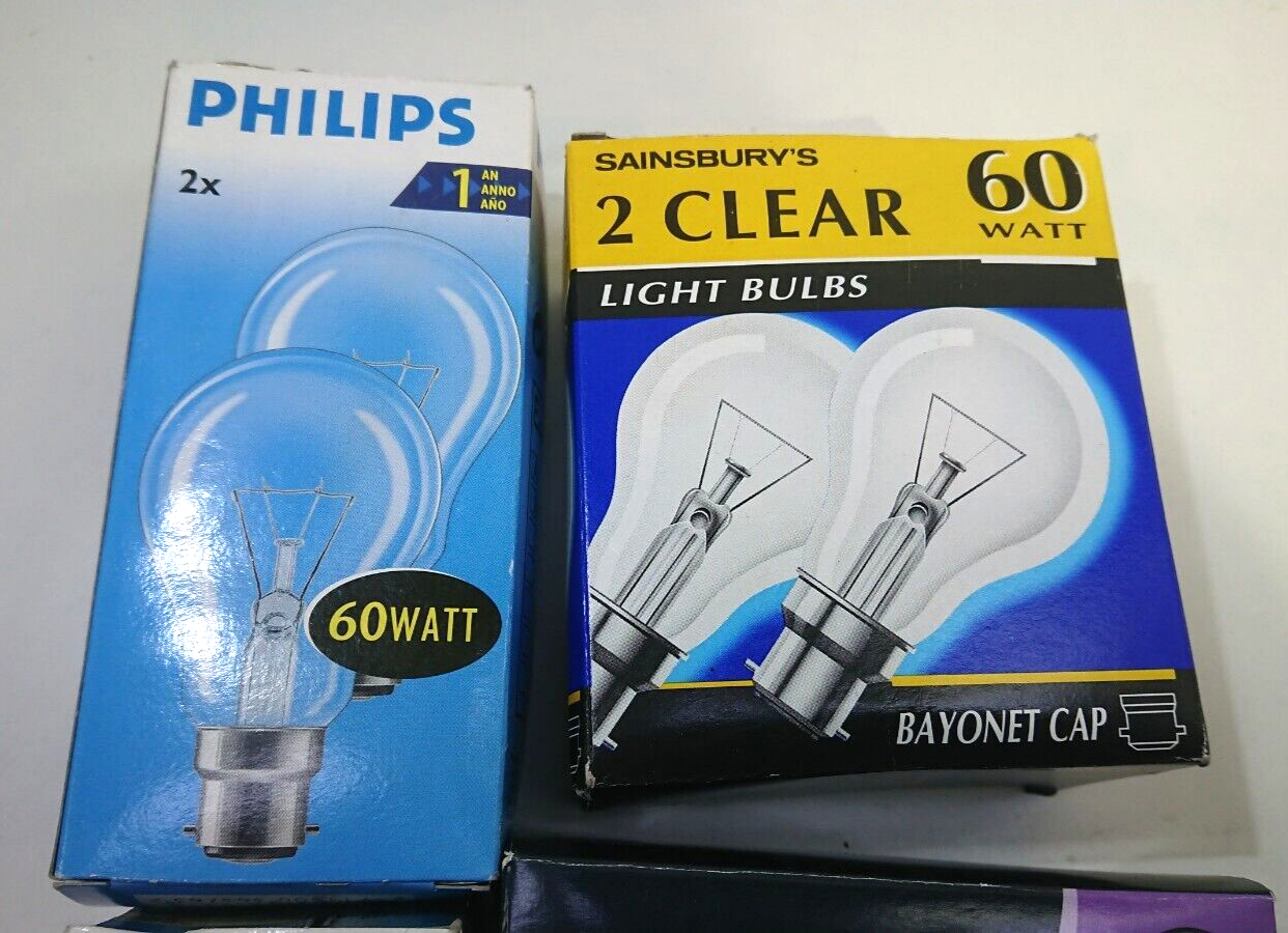 7 Philips / Sainsburys 60w / 54w Clear Light Bulb BC B22