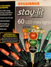 Sylvania Mini LED String Lights 60 Color Change Red Green Corded Indoor NEW