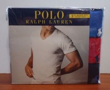 Polo Ralph Lauren 3-Pack Men Cotton Classic V-Neck T-Shirts Multi Size S 34-36 