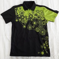 Used Polo Shirt Size Medium Bowling Billiards Geometric Light Green 9 Ball Pool