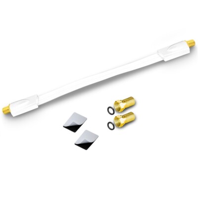 Fensterdurchführung Sat Flachkabel HD Slim vergoldet 2 x F Stecker UHD 4K weiss
