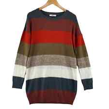 Jack by BB Dakota Sweater Dress Womens XS Orange Gray Striped Soft Acrylic Knit