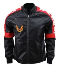 Burt Reynolds Smokey and the Bandit Red Trans Am Faux Leather Mens Biker Jacket