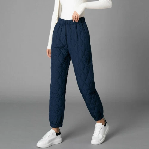 Women Thick Pants Padded Quilted Thermal Trousers Elastic Waist Sweatpants Grey - Bild 32 von 32