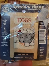 Vntg NMI (Needle Magic Inc.) Stitch 'N Frame Counted Cross Stitch #225 Eggs - D2