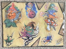 Tattoo Studio Shop Flash Single by Mauro Cesar Gnomes, Wizard Moon 11"X17" Print