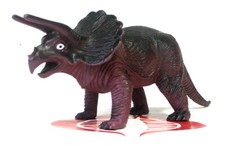 Dinosaur Hard Plastic Brown Triceratops Purple 9" Long Figure Plastic PVC Toy