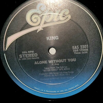 KING Alone Without You 12'' Promo VG+ 1985 Epic Vinyl EAS2301 New Wave 