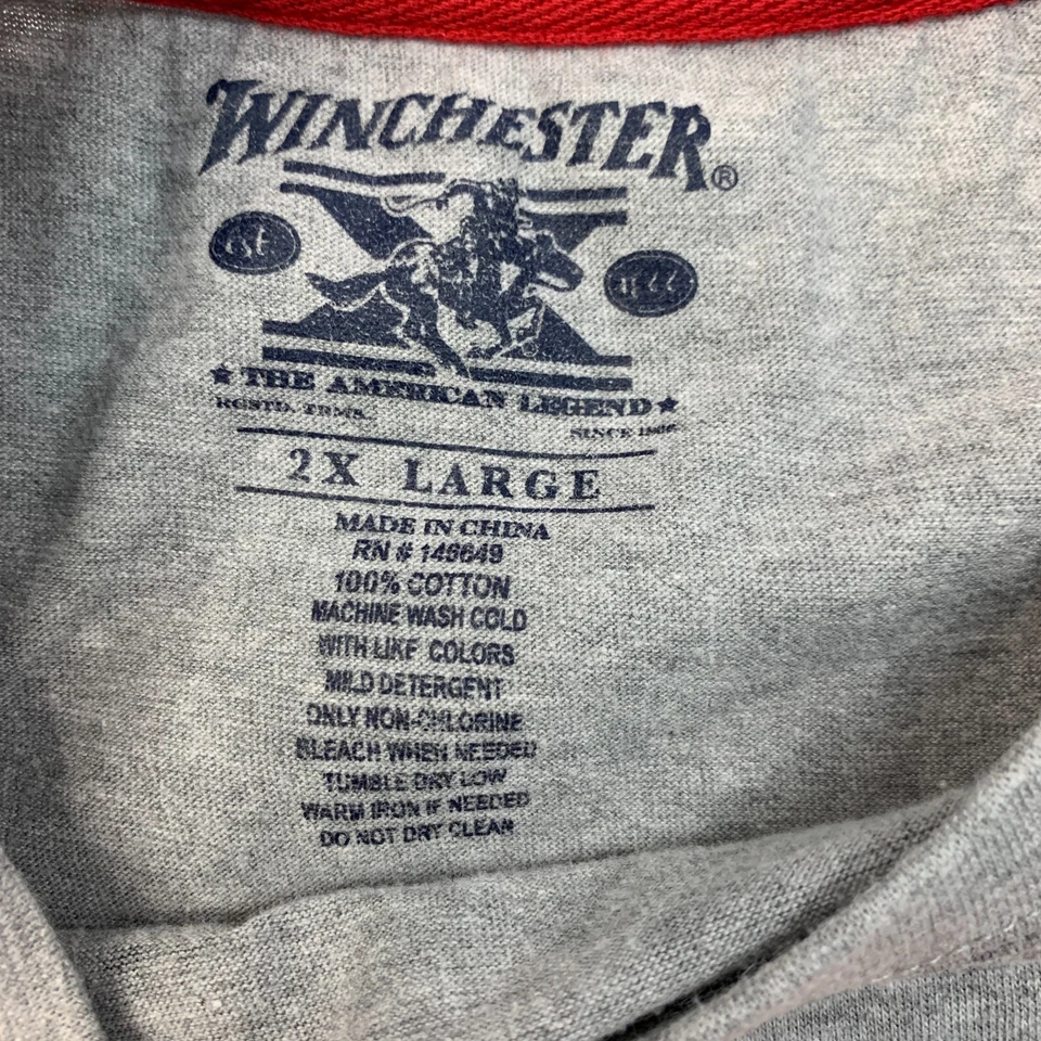 Camiseta Winchester EE. UU. Para Hombre 2XL XXL Gris Algodón Manga Corta Bordado Logo Foto 3 de 4