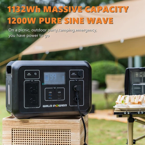 WILD POWER 1200W 1132Wh Portable Power Station Solar Generator Power Bank - Picture 2 of 9