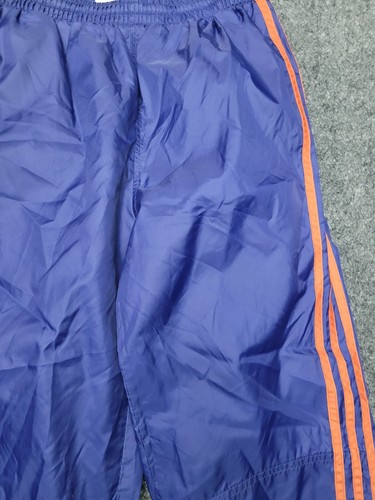 Adidas Pants Boys Large Blue Orange Windbreaker Track Ankle Zip Gym Y2K 90s - Picture 5 of 16