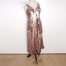 Kaos Tuta Paillettes Rosa Oro Collo A V Pantaloni Ampi Donna Taglia S