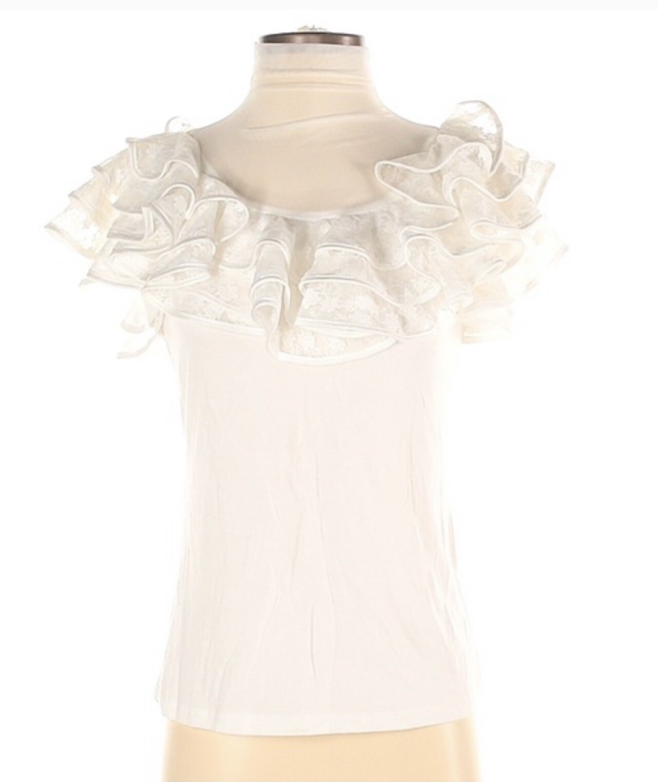 white ruffle turtleneck