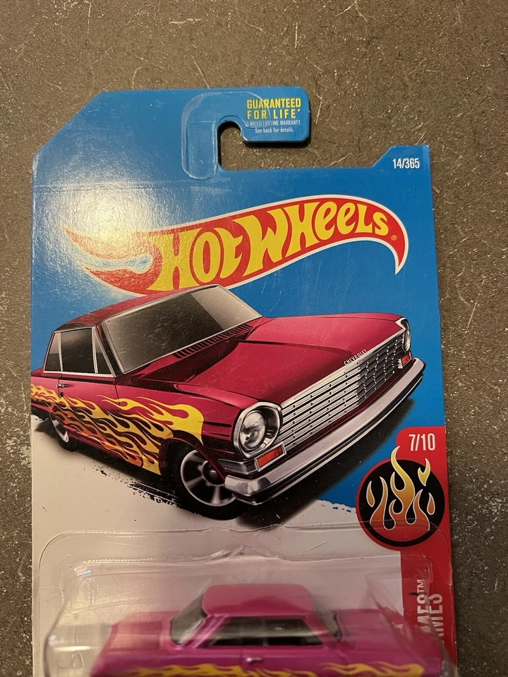 Hot Wheels '63 CHEVY II HW Flames Pink 14/365 7/10 - Image 3 of 4